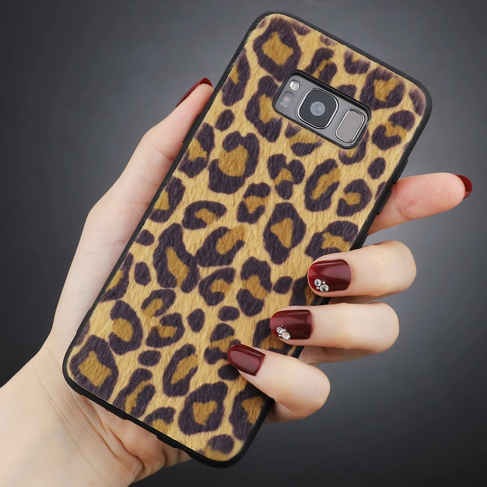 L-FADNUT роскошный Леопардовый пушистый чехол для Samsung Note8 Note9 милый меховой