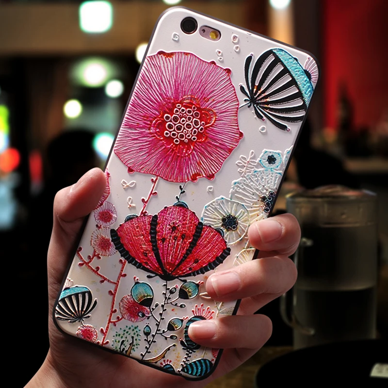 lianzi Рельефный милый цветок ТПУ 3D Emboss силиконовый чехол для iPhone X XR 6 6S 7 8 Plus 5 5S SE 9 чехлы для iPhone XS Max Coque Cover Shell - Цвет: lianzi