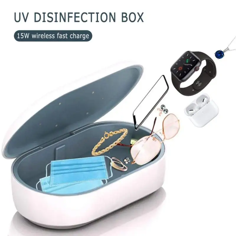 2 In 1 Qi Wireless Charger UV Light Sanitizer Sterilizer Phone Beauty Kills 99.9% Germs Ultraviolet Sterilizezation Box | Мобильные