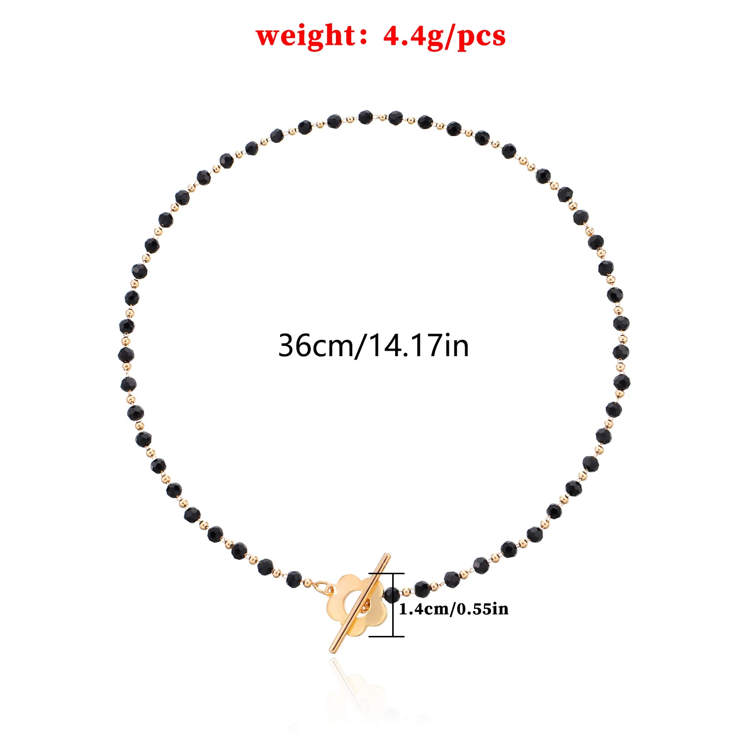 

5pcs Choker Necklace for Women Fashion Luxury Black Crystal Glass Bead Chain Flower Lariat Lock Collar Necklace Jewelry Party