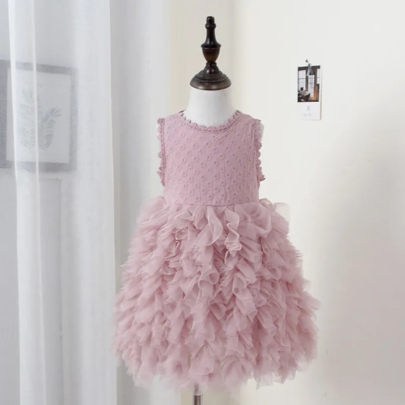 Petal Lace Dress Children Clothing Fluffy Cake Smash Dresses Ball Gown Princess Kids for Girls Vestidos 3-8T | Детская одежда и