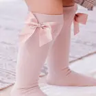 Новые носочки для девочки с бантиками до колена, Детские Колготки с рисунком в виде принцессы для девочек милые длинные детские носки Карамельный цвет гетры 2-8Years