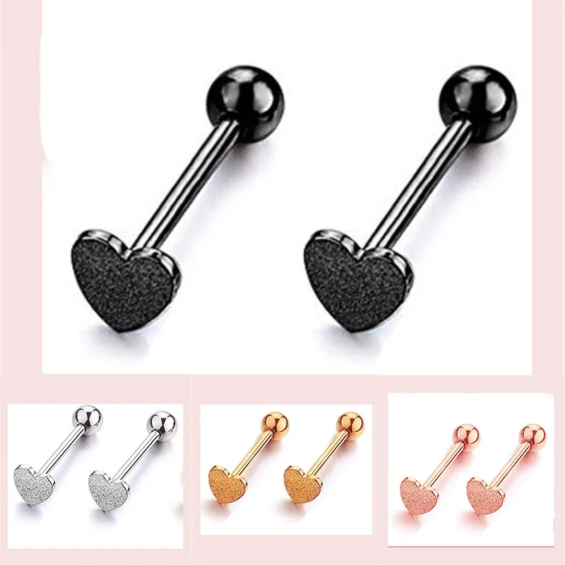 

Trendy Body Piercing Heart Bar Body Labret Stud Tongue Barbell Surgical Steel