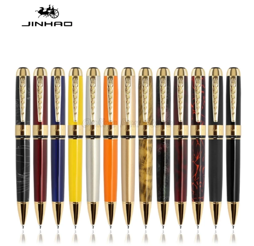 

Jinhao 250 Metal Barrel High-end Refillable Twist Ballpoint Ball Pen Gold Trim Professional Office Stationery Writing Accessory