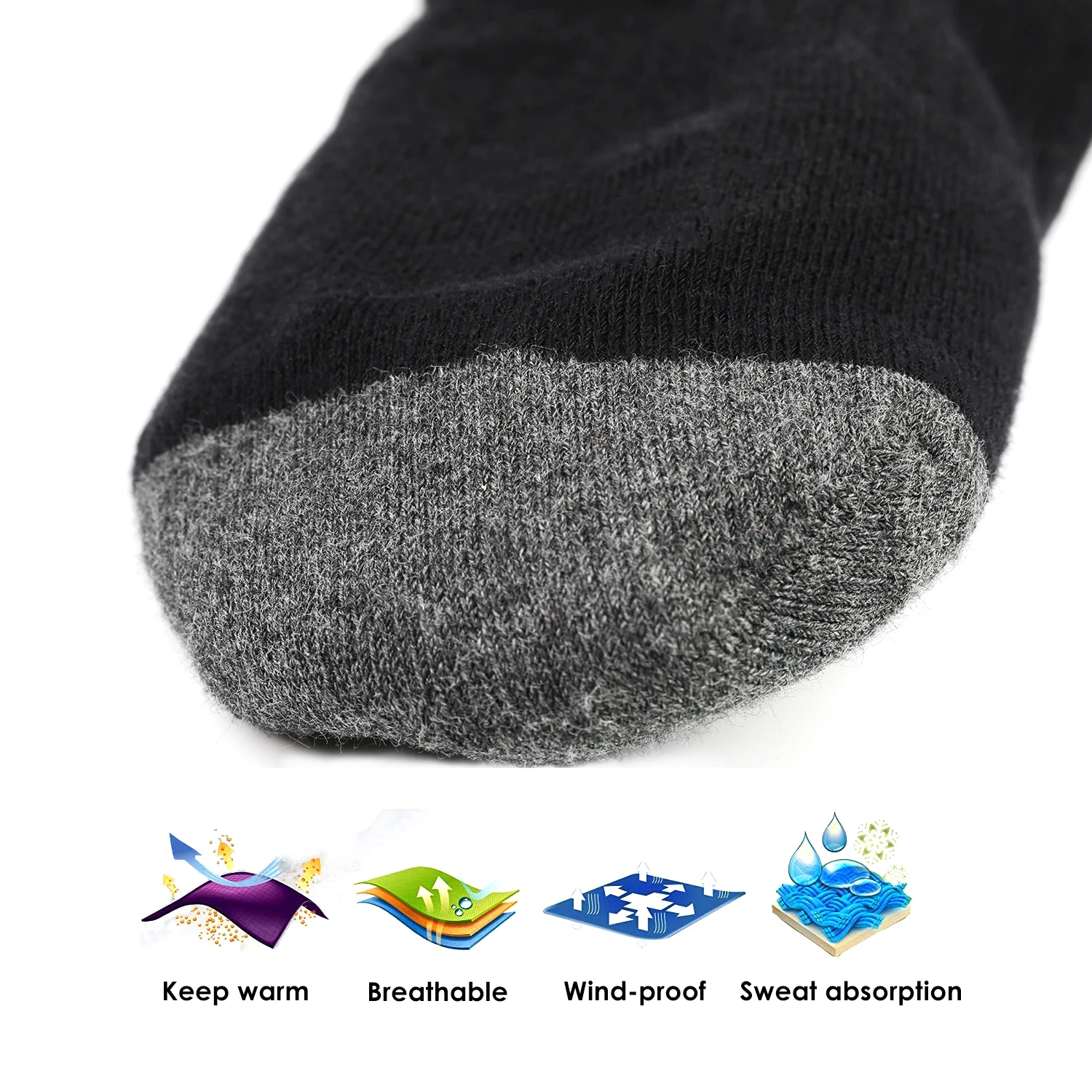 GT 1/2 пара унисекс Зимние теплые нагревательные носки с подзарядкой от USB 3