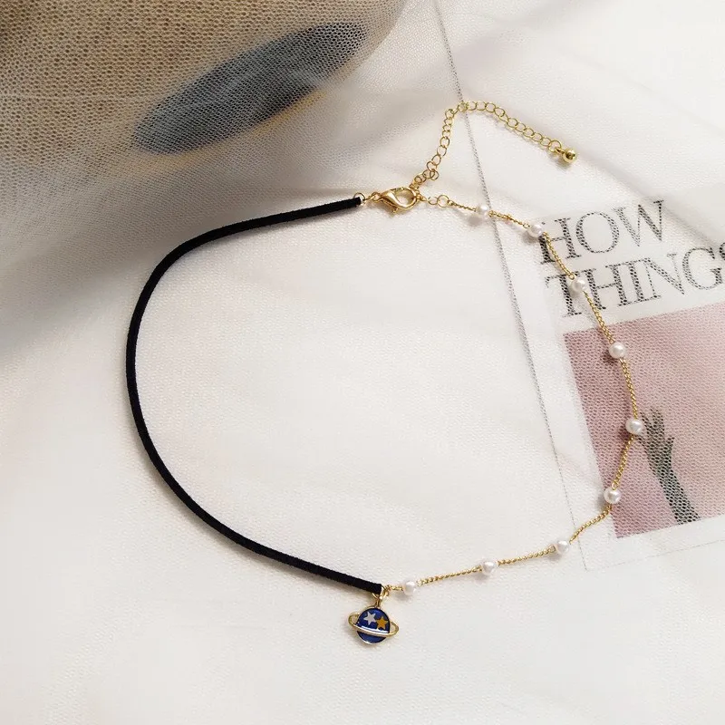 Простой Harajuku сладкий милый чокер земля короткое ожерелье с подвеской|Ожерелья