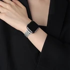 Тонкий металлический ремешок для Apple Watch SE, деловой браслет из нержавеющей стали для iWatch 7 6 5 4 3, 40 мм 44 мм 41 мм 45 мм