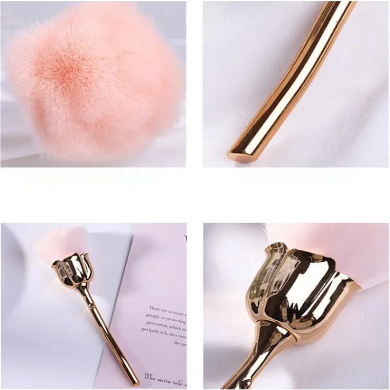 Rose Shape Duster Cleaner Nail Art Manicure Pedicure Powder Remover Cleaning Brush Tool Makeup Blush D220 | Красота и здоровье