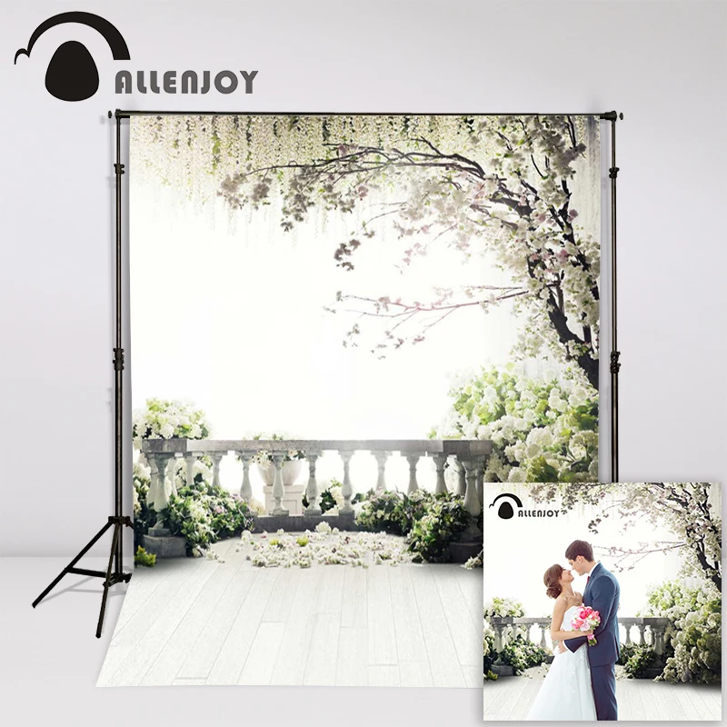 Фон для фотосъемки Allenjoy Свадьба весенние цветы вечерние деревянный пол