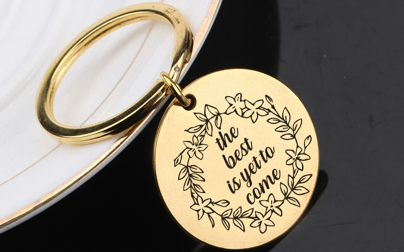 

Новое креативное приключение, ожидание Выгравированной цепочки для ключей # лучшее, что еще не пришло, женский брелок для ключей, Мужской ав...