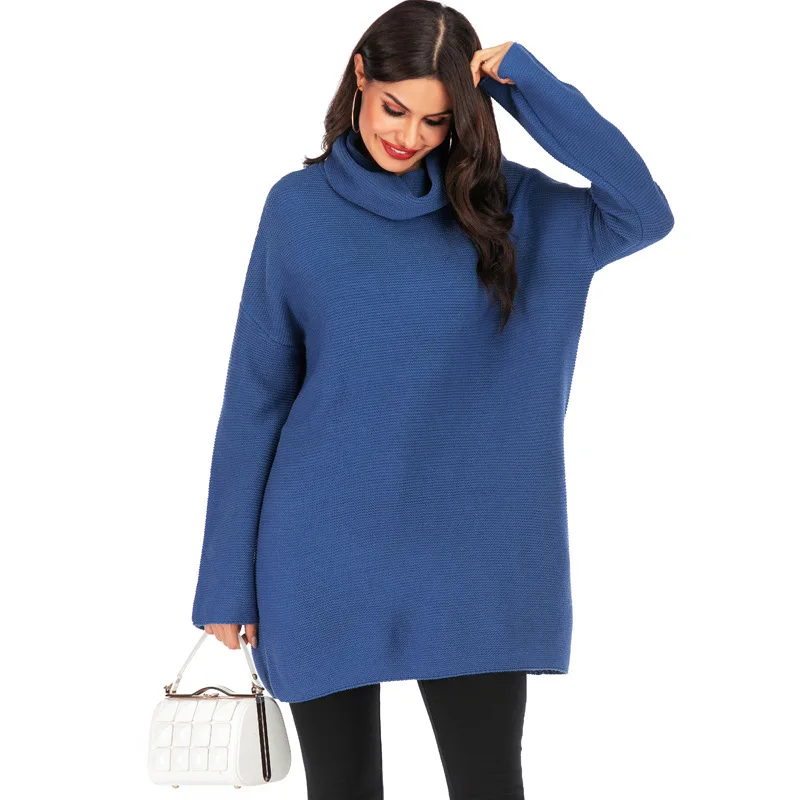 

Новинка 2020, зимний женский Повседневный пуловер оверсайз с высоким воротом, свитер, деловая Женская водолазка, Свободное длинное вязаное пл...