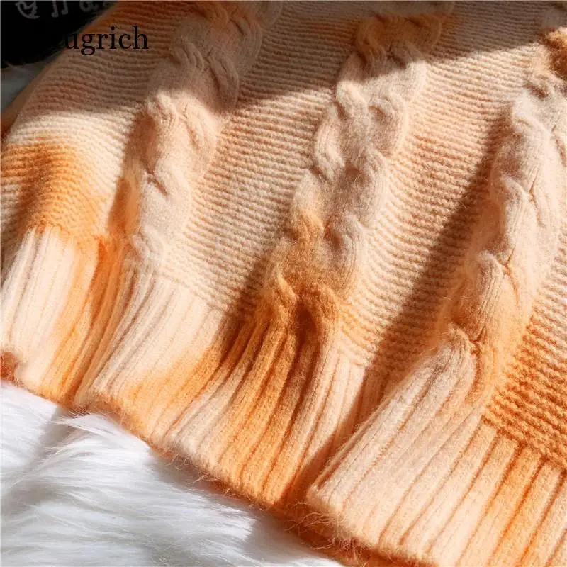 

Tie-dye sweater women Korean fashion loose V-neck sweater long-sleeved sweater winter women's sweater