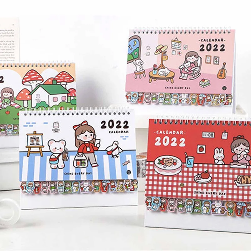 

Новинка 2022, настольный календарь, милый большой Настольный блокнот, мультяшный Настольный необычный блокнот для девочек, календарь в форме ...