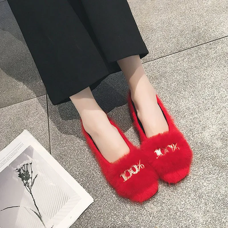 Aleafalling/Модная Изысканная короткая плюшевая обувь на плоской подошве для девочек