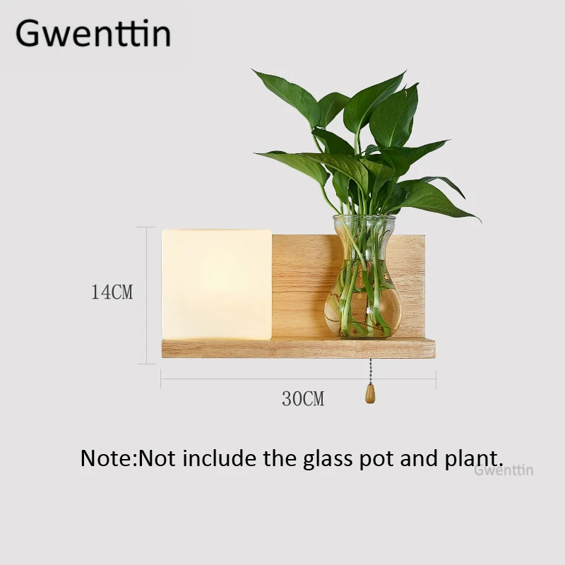 Нордическая настенная лампа из дерева и стекла современное светодиодное бра