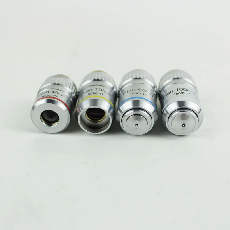 4X 10X 40X 100X Biological Microscope Objective Lens 195 Plan Achromatic Object Glass Professional Microscopio Accessories | Инструменты