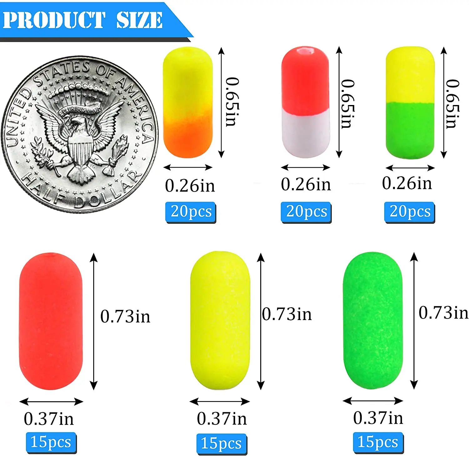 30PCS Fishing Rig Floats Foam Float Cigar Float Snell Floats Pompano Fishing Float for Surf Fishing Live Bait Rigs