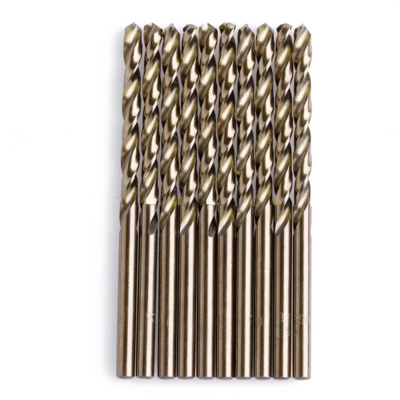 

10Pcs 4mm M35 Round Shank HSS-Co Cobalt Twist Drill Spiral Drill Bit New