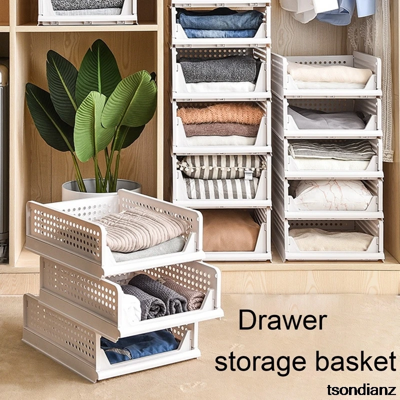 

Foldable Detachable Clothes Organizer Wardrobe Partition Board Rack Drawer Clothes Storage Basket Multi-layer Stackable Shelf