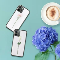 white pink rose with lisianthus phone case for iphone 7 8 11 12 x xs xr mini pro max plus retro black grey clear transparent