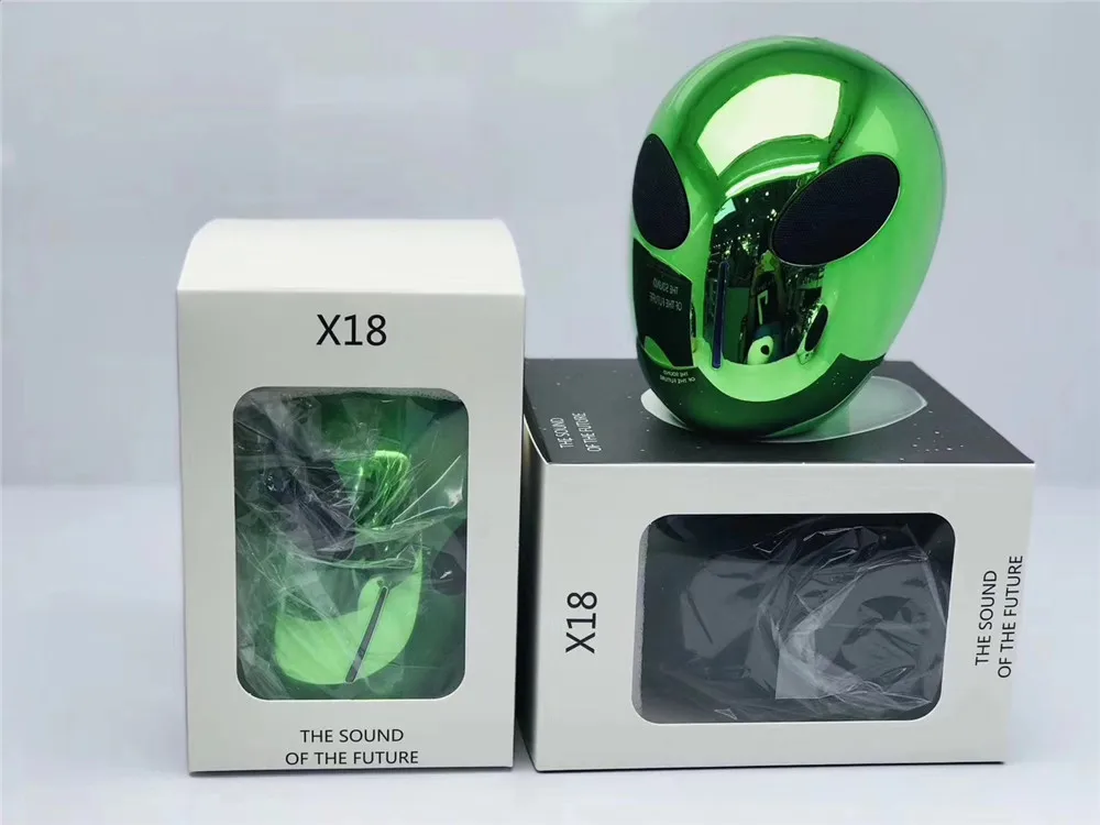 X18 Alien беспроводной Bluetooth динамик Портативный Перезаряжаемый сабвуфер Поддержка TF карты для внутреннего наружного тонкой работы подарок - Цвет: green