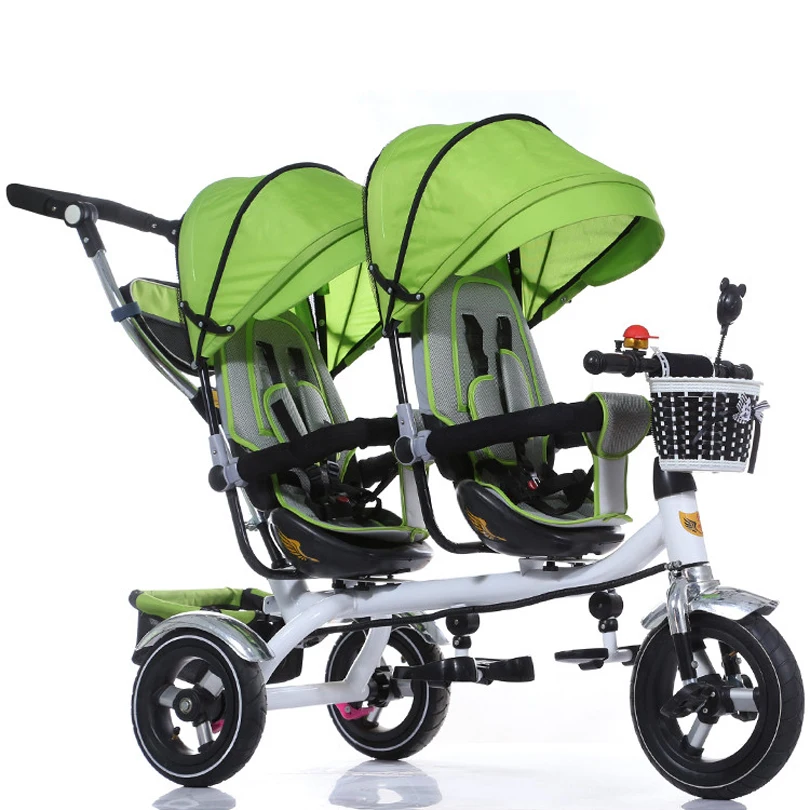 New arrival Child stroller good quality Twins Child Tricycle Bike Double Seat tricycle trolley baby bike for 6 months to 6 years enlarge