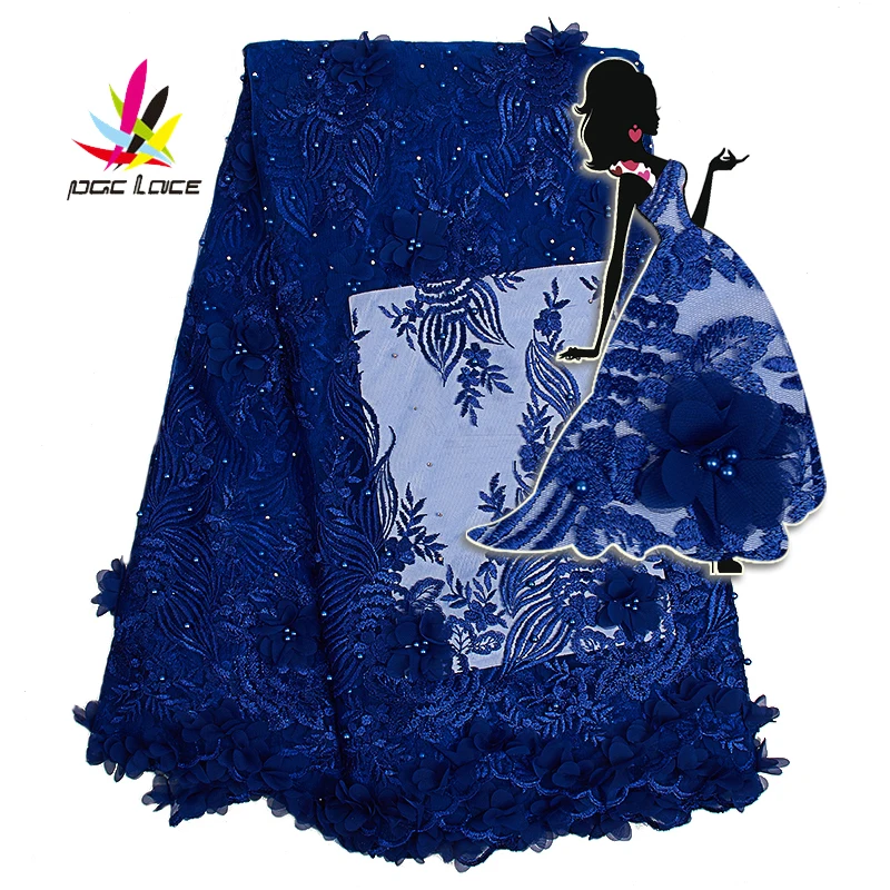 Новинка 2019 Синие французские нигерийские кружева ткань высокого качества тюль