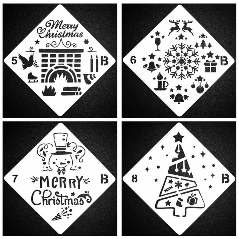 

16pcs/set Christmas Stencils Templates DIY Painting Scrapbook Stamp Album Emboss E65A