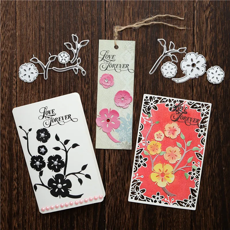 DiyArts цветок с веткой металлические Вырубные штампы для фотоальбома Скрапбукинг