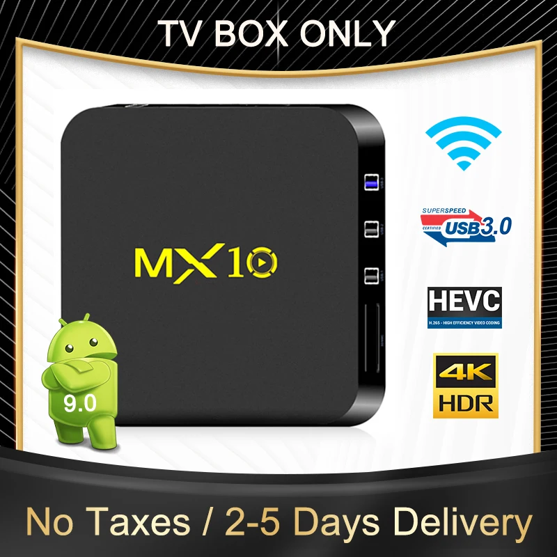 ТВ приставка MX10 4 ГБ/32 ГБ ГБ/64 RK3328 Mali 450 Android с поддержкой 2 4G Wi Fi Ethernet 100 м медиаплеер