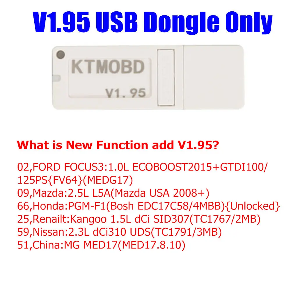 V1.95 USB DONGLE Новейший KTMOBD V1.95 V1.94 KTMOBD ЭБУ инструмент для обновления DiaLink J2534 передача стабильное реальное чтение KTM OBD USB ключ - Цвет: V1.95 USB DONGLE