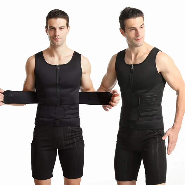 Men's Body Shaper Waist Trainer Zipper for Sauna Vest Fat Burn Fitness Adjustable Workout Sweat Corset Top for Weight Loss