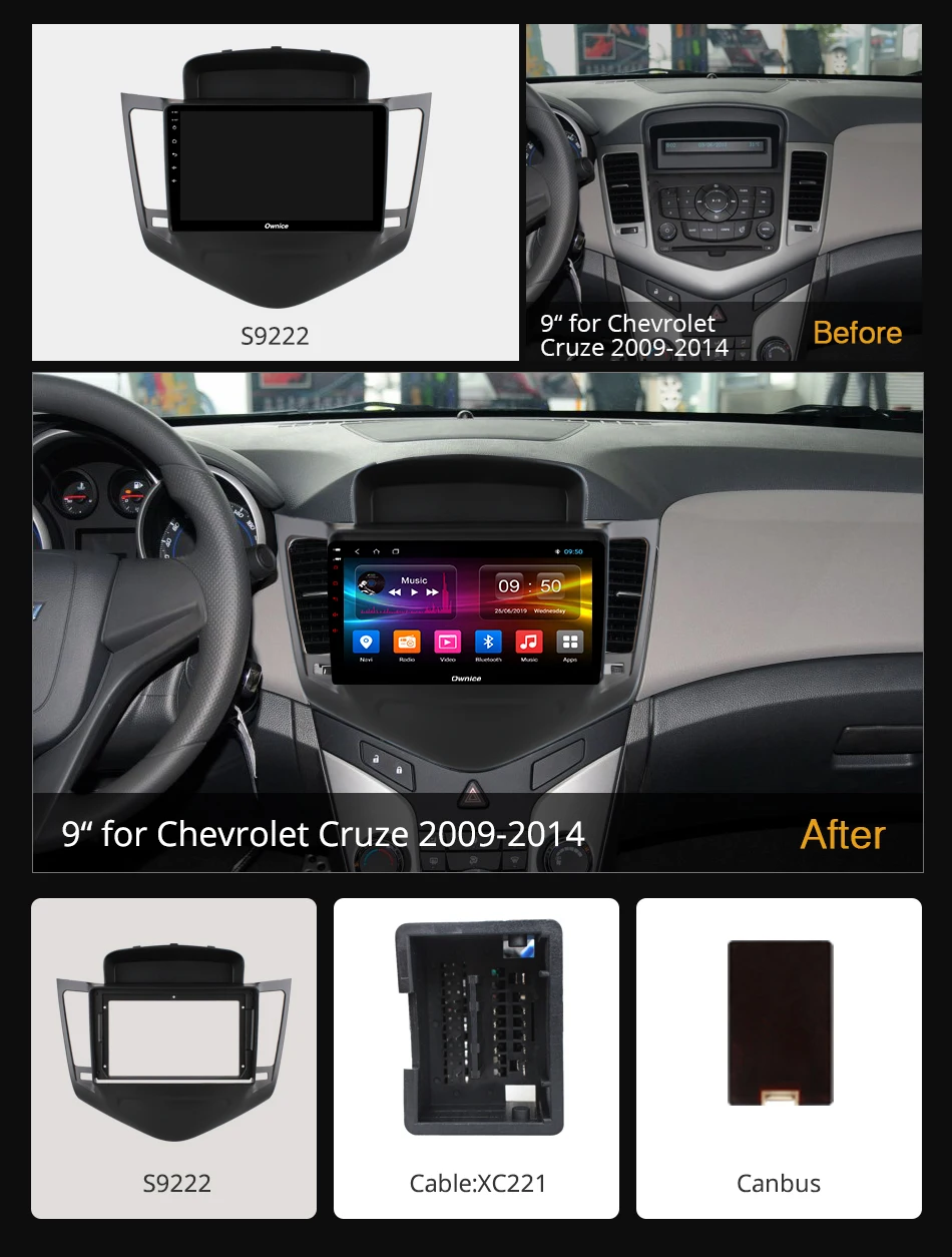 Автомагнитола Ownice 2DIN на Android 9 0 с dvd и GPS для Chevrolet Cruze 2009 2014 k3 k5 k6 Octa Core 360 Panorama DSP 4G LTE