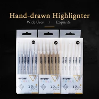 hand draw highlighter pen set n8209 slivergoldwhite student hand painted fine nip perfect smooth writing art supplies