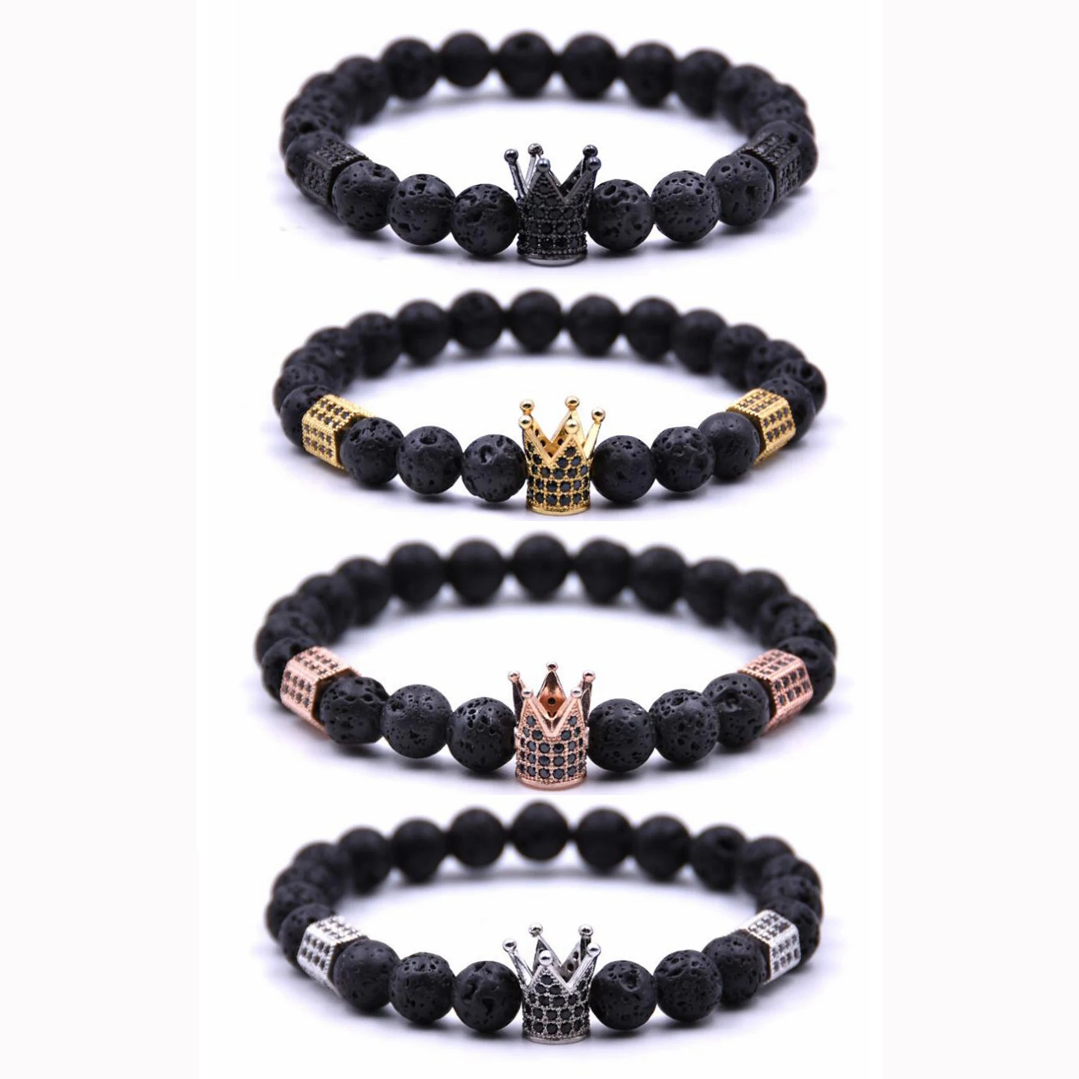 Браслет QIMOSHI из кубического камня для мужчин и женщин эластичный браслет с