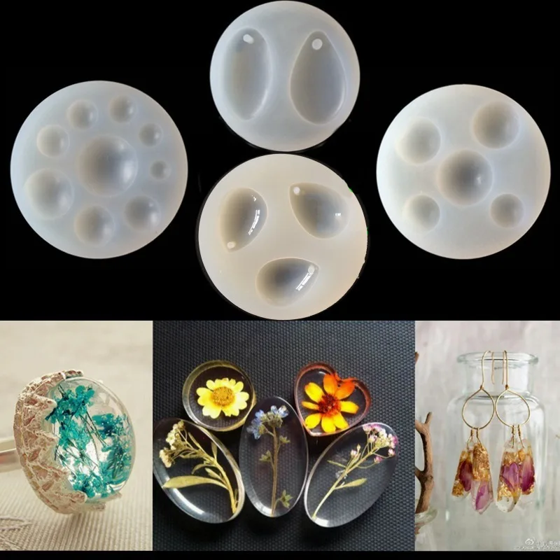 

DIY Porous Water Drop Oval Handmade Pendant Accessories Semicircle Epoxy Resin Transparent Silicone UV Glue Crystal Mold