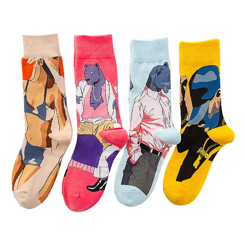 

Носки женские хлопковые в Корейском стиле, уличные модные длинные с рисунком аниме для скейтборда, в стиле Харадзюку, в стиле Ins