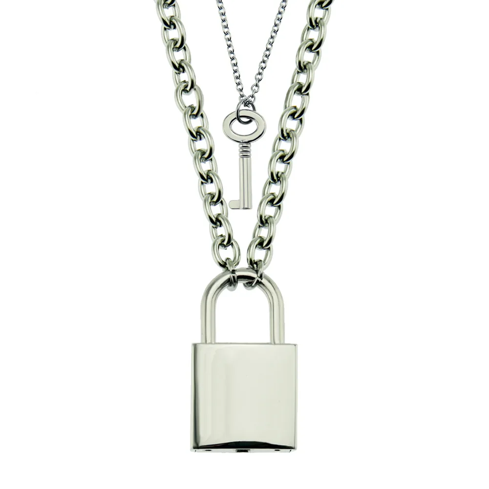 

WANGAIYAO2021 New Couple Glossy Lock and Key Two-piece Necklace Pendant Fashion Sweet Romantic Creative Holiday Gift Men’s and W