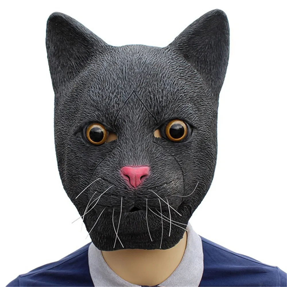 Кино Black Cat латексная маска животного маскарад Хэллоуин Полное Лицо Маска повязка