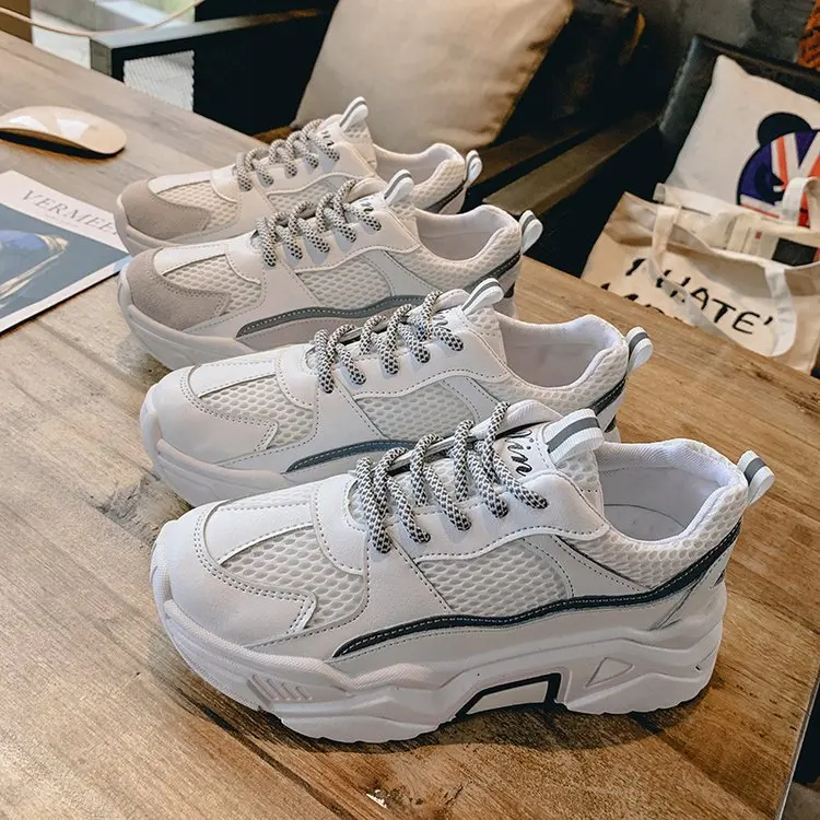 Новинка белые туфли на танкетке женские кроссовки платформе теннисные feminino