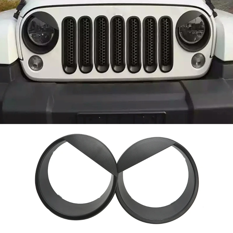 

2x Bezels Front Light Headlight Angry Bird Trim Cover ABS For Jeep Wrangler 2007-2015