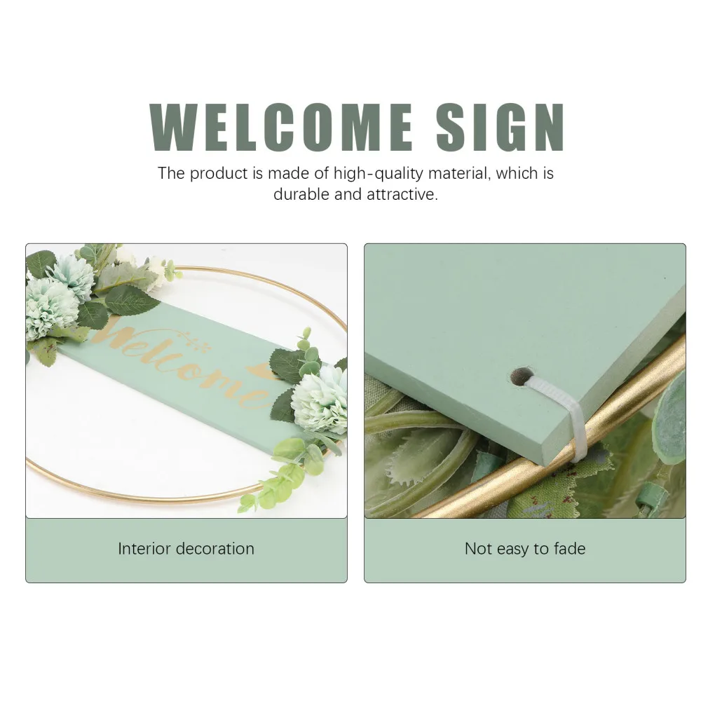 

1Pc Welcome Board Decorative Pendant Creative Wall Hanging Adornment (Green)
