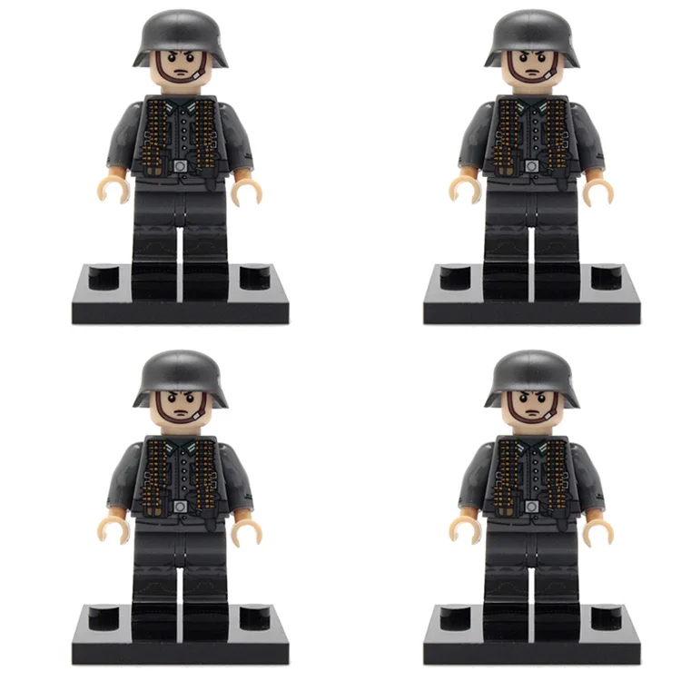 D2-4PCS WW2 военная армия солдат фигурки строительные блоки Minifigs армейский солдатский шлем оружие шарф аксессуары Кирпичи игрушки для детей - Цвет: D2-4PCS