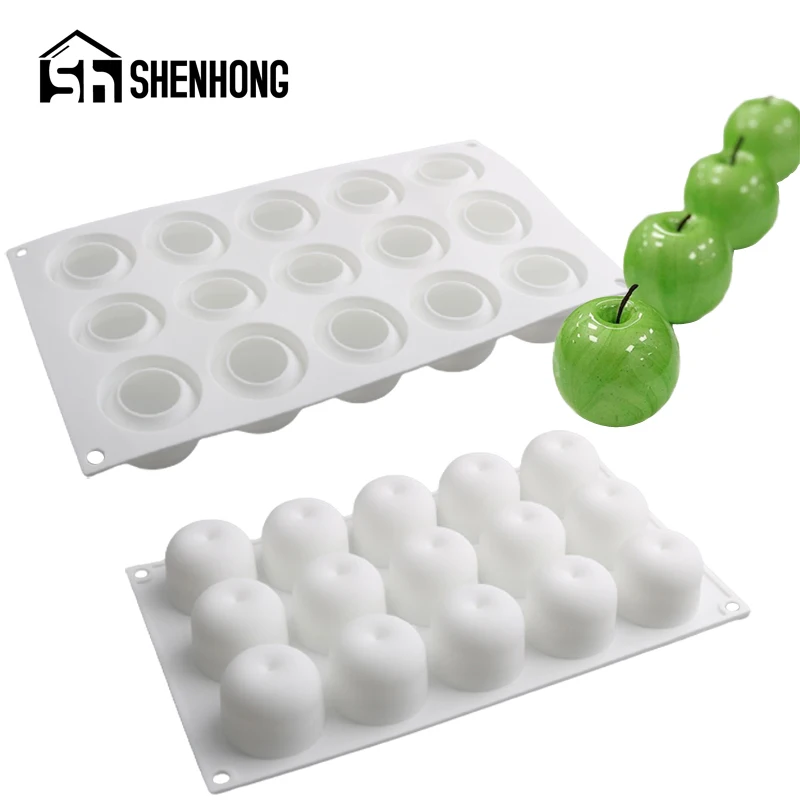 

SHENHONG Apple Design Silicone Cake Molds 15 Cavity Chocolate Moulds Mousse Pastry Bakeware Kitchen Dessert Baking Tools