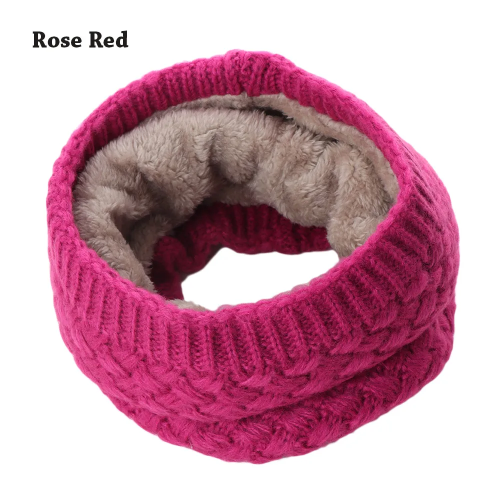 New Rose red Модные зимние шарфы для женщин, шарфы с кольцом, шейный платок, толстые теплые аксессуары для шеи, детский шарф с воротником - Цвет: New Rose red
