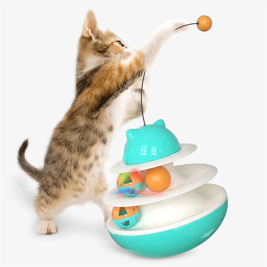 

Two Levels Pet Cat Toy with Ball Tower Tracks Cat Intelligence Amusement Plate Training Kitten Tripe Disc Pet Product