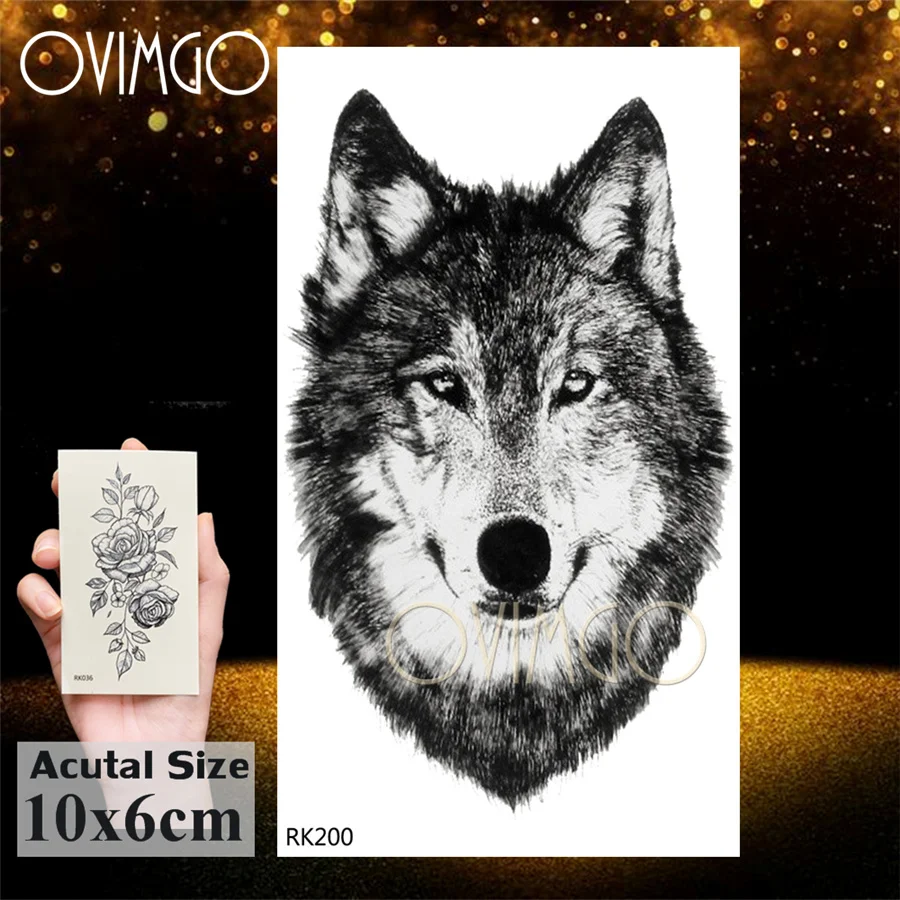 Временная тату наклейка Black Wolf Dog Coyote для женщин и девочек водостойкая