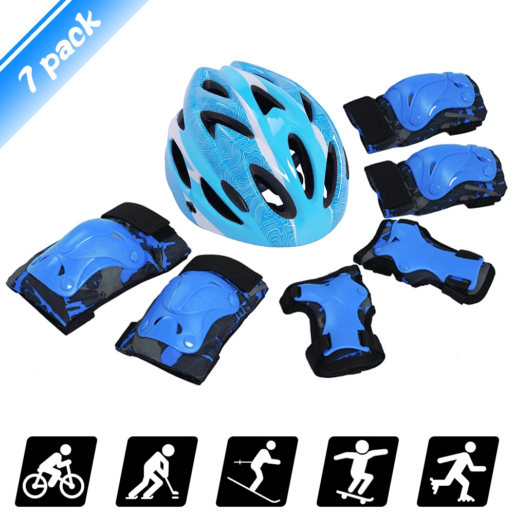 

7pcs/Set Kids Roller Skating Bike Helmet Knee Wrist Guards Elbow Pad Set For Children Cycling Sports Protective Guard Gear Set