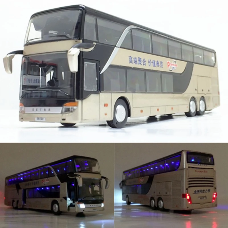 1:32 Высококачественная модель автобуса из сплава двойной экскурсионный автобус с