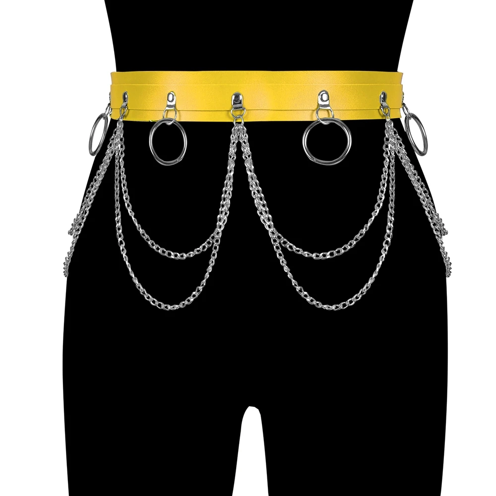 

Goth O-Ring Chian Skirt Lingerie Punk Clothing Leather Underwear Chain Leg Garter Belt Bondage Bottom Body Harness Accessories